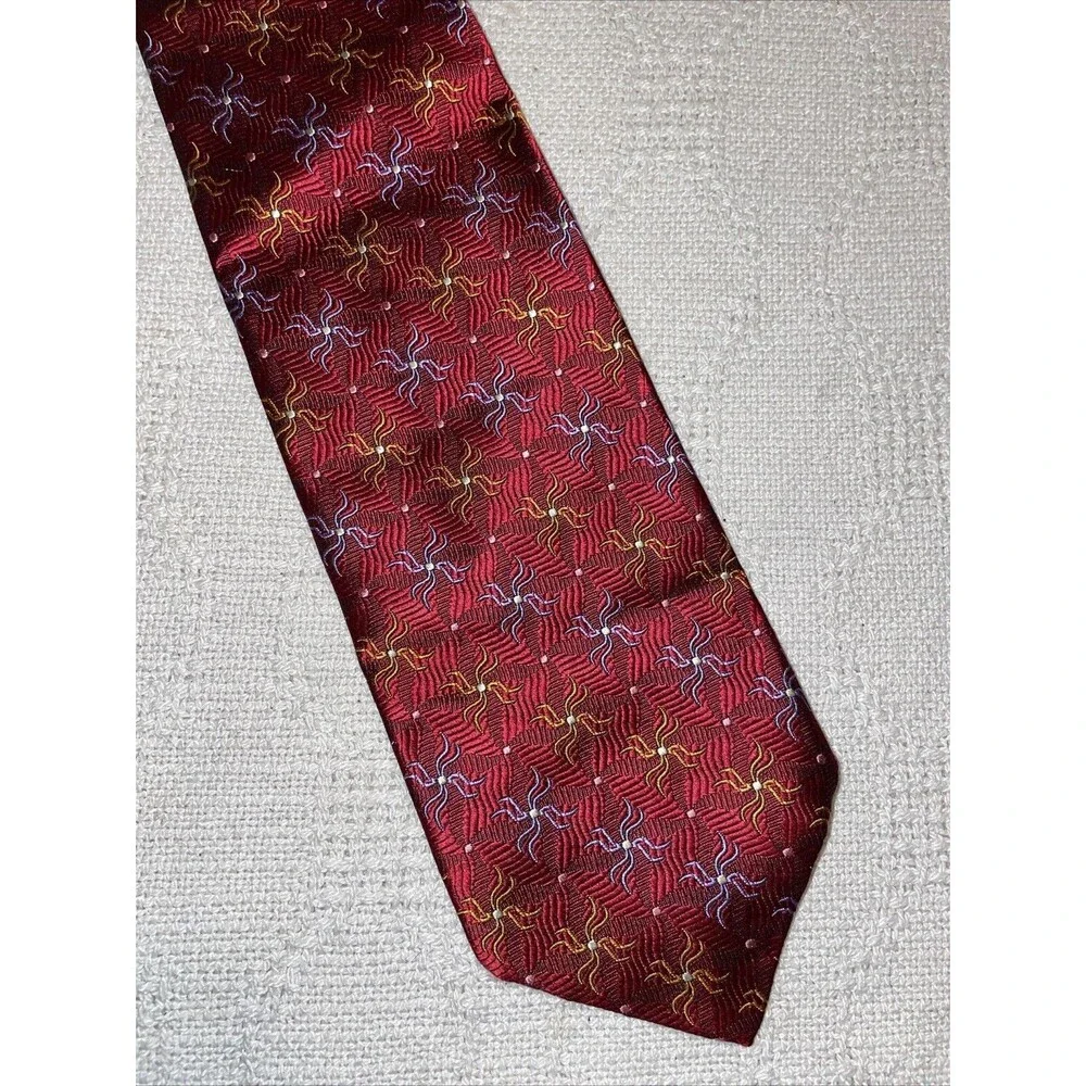 Robert Talbott Men’s Dress Tie Size 59” Red Geometric Silk Business Formal City